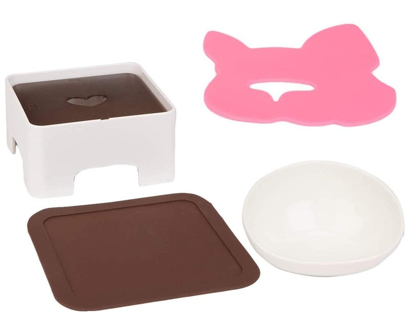 JYHY Bulldog Bowl Ceramic Dog Food Bowl - Cat Dish Wide Mouth Dog Bowl Pet Sterile Tilted Pet Feeder with Anti-Skid Rubber Mat (White M/1.5 Cup) - Image 3